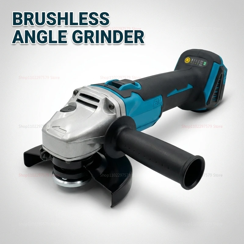 

Wireless 125mm Brushless Angle Grinder 18V Lithium Battery Powered for Cutting Polishing Grinding Compatible with Makita Tools