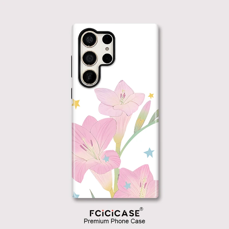 Fcicicase 2 in 1 Double-layer Phone Case For Samsung Galaxy S26 Edge S25 Plus S23 S24 Ultra A36 A26 A56 A16 S20 FE Flower Cover