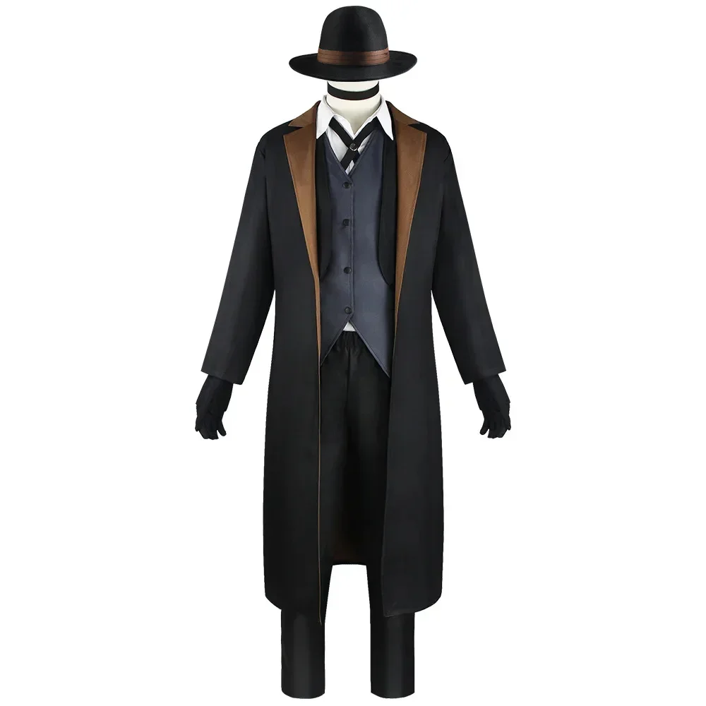 Nakahara Chuuya Cosplay Costume, Chapeau, Uniforme, Manteau, Pantalon, Vêtements Anime