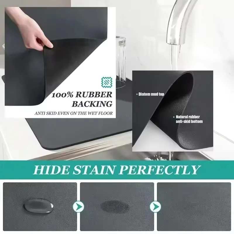 Kleurrijke bloem absorberende schotel droogmat antislip aanrecht pad voor servies koffiezetapparaat magnetron stofdicht decor