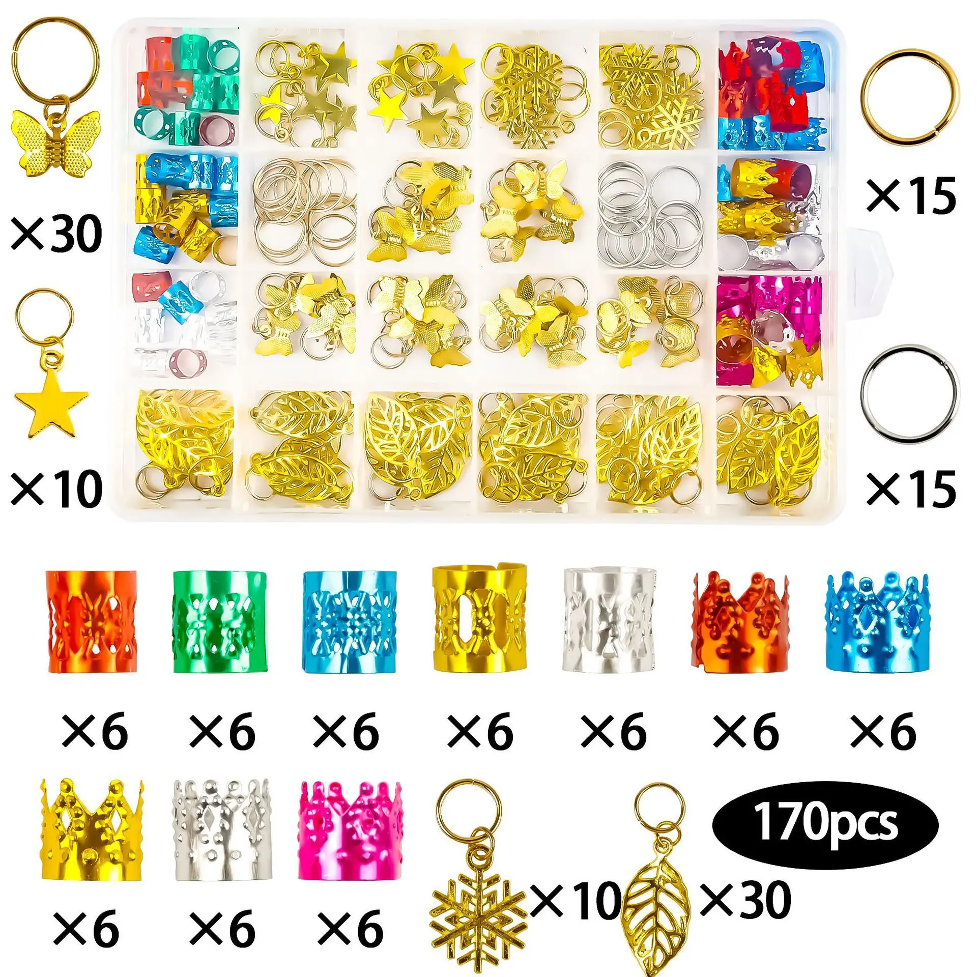 

Alloy Hair Butterfly Pendant Dreadlock Hoop Charm DIY Reggae Wig Crown Ring for Home Party Decor