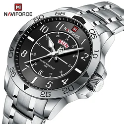 2024 NAVIFORCE Man's Casual Wild Quartz Wristwatch Waterproof Stainless Steel Watches for Men Day and Date DisplayReloj Hombre