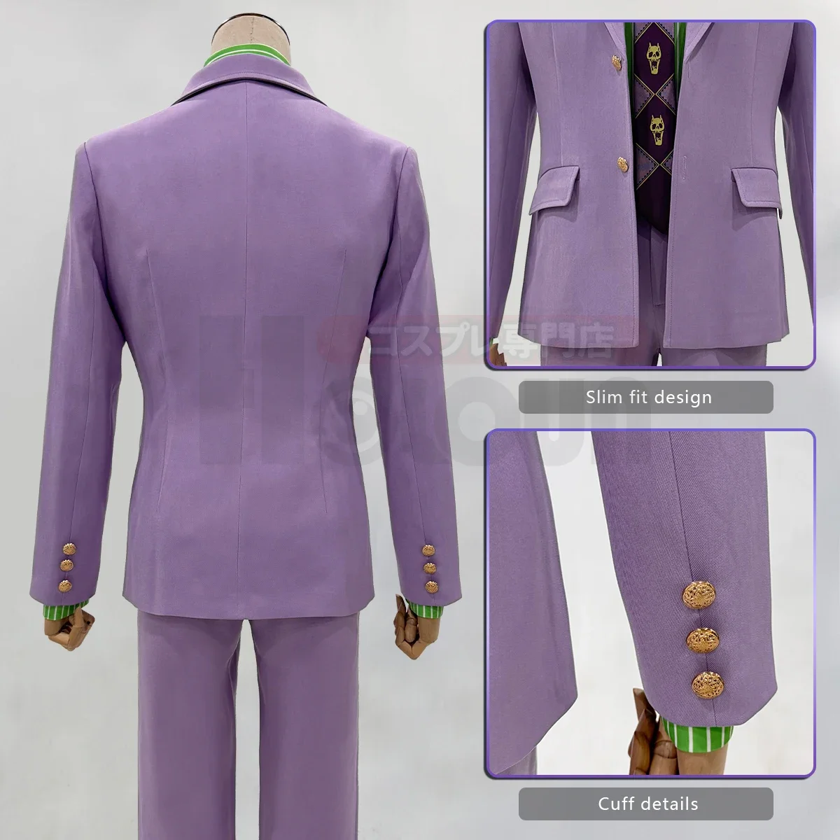 Cosplay JoJo Anime Kira Yoshikage Cosplay Costume Suit Shirt Pants Tie Animation Convention Halloween Christmas Daily Wear