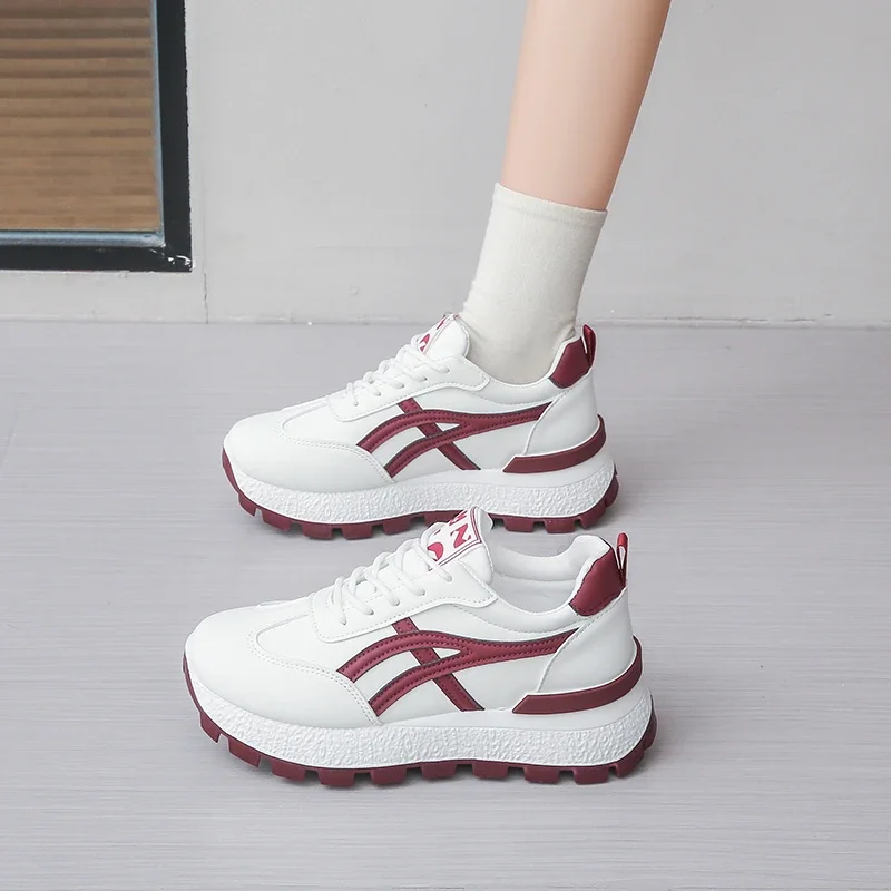 

Thick-soled Sneakers for Women 2025 Spring and Autumn New Dad Shoes Versatile Fashion Casual White Shoes
