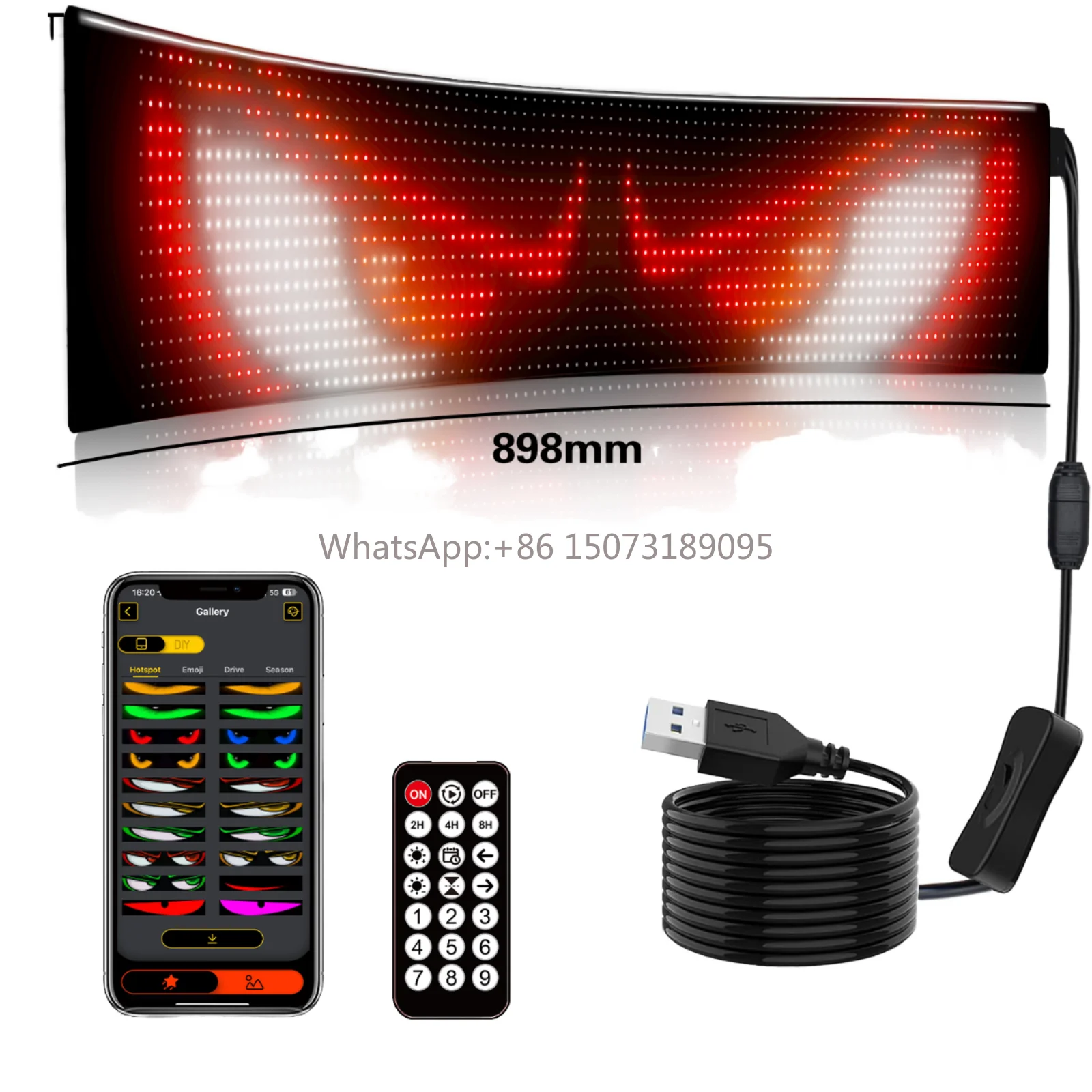 

1632Factory Wholesale New Condition APP Controlled LED Flexible Display Sign Board Scrolling Cars Other Car Light Accessories