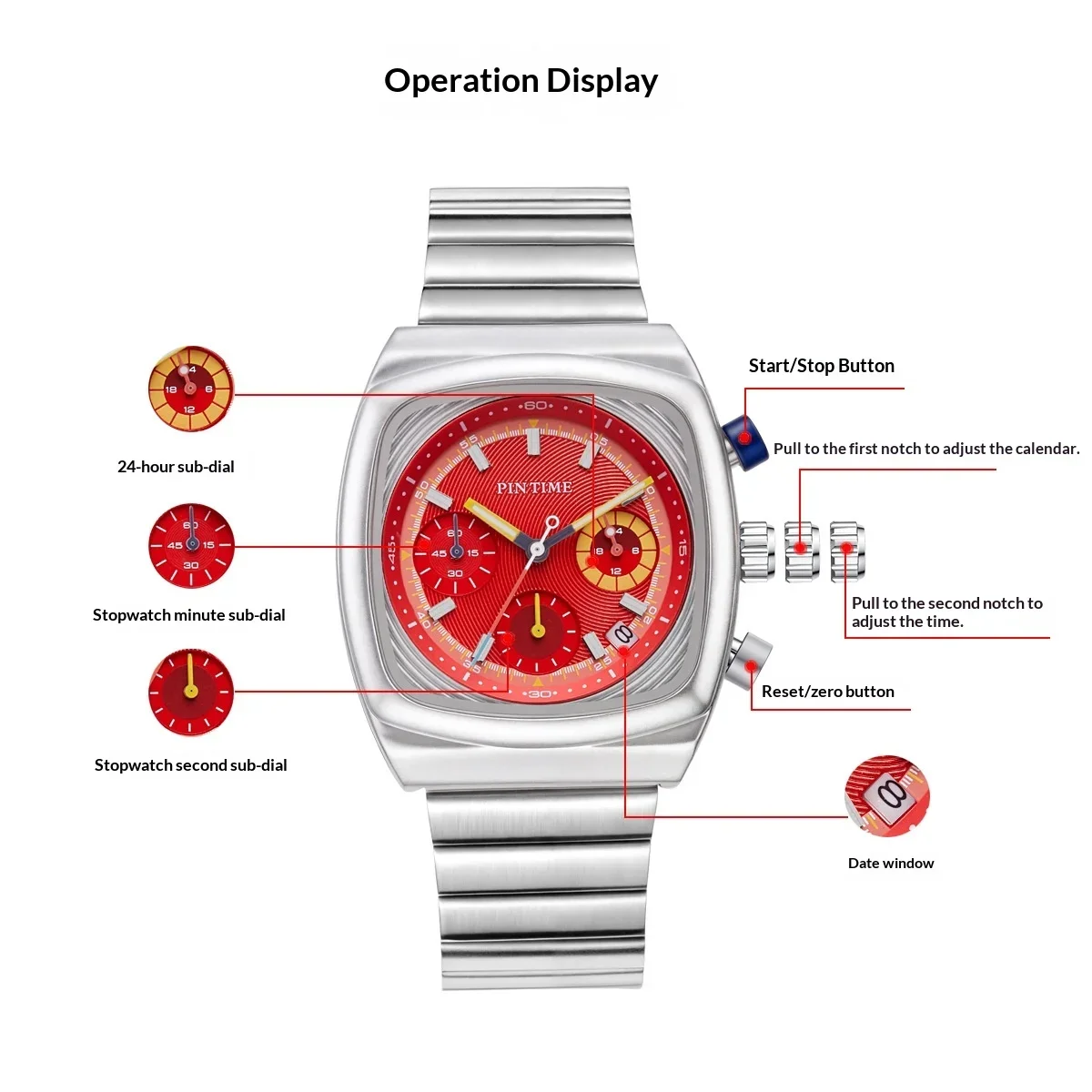 Six-pin Design Personalize Quartz Watch Men Dpecial Blade Multifunctional High Quality Creative Steel Unique Men Men AAA Clock