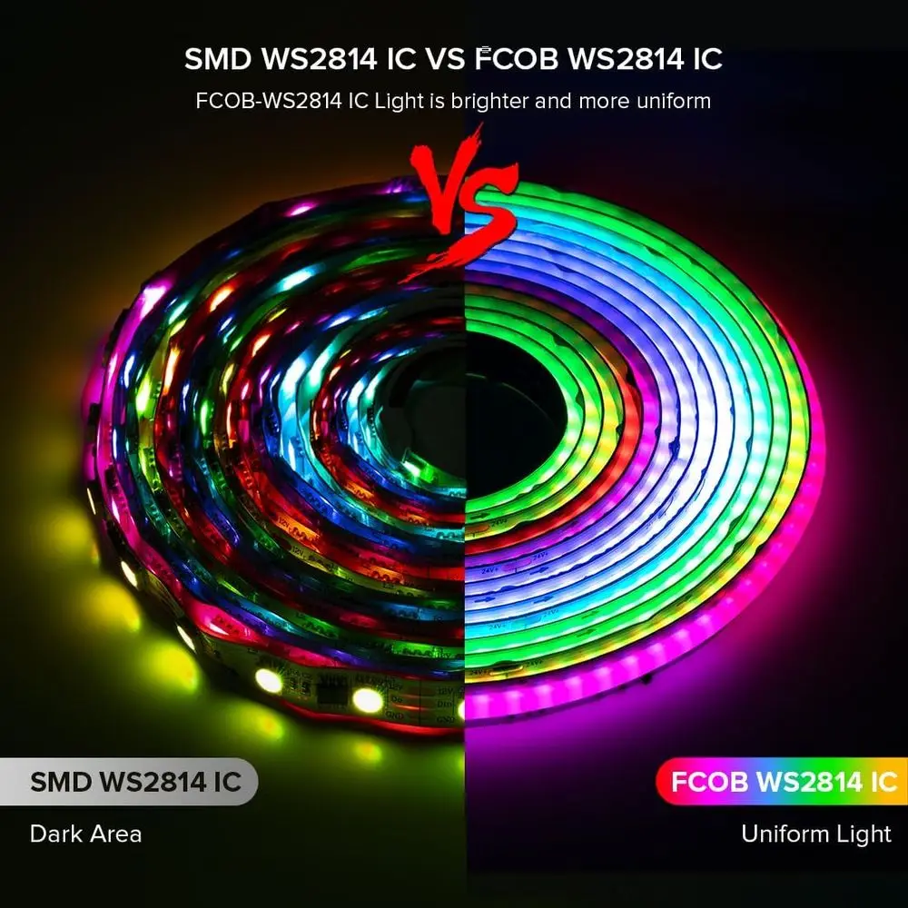 Tira de LED RGBW 3000K 24FT, 784 LED/m, DC24V, luz RGBW flexible para decoración interior (sin adaptador/controlador)