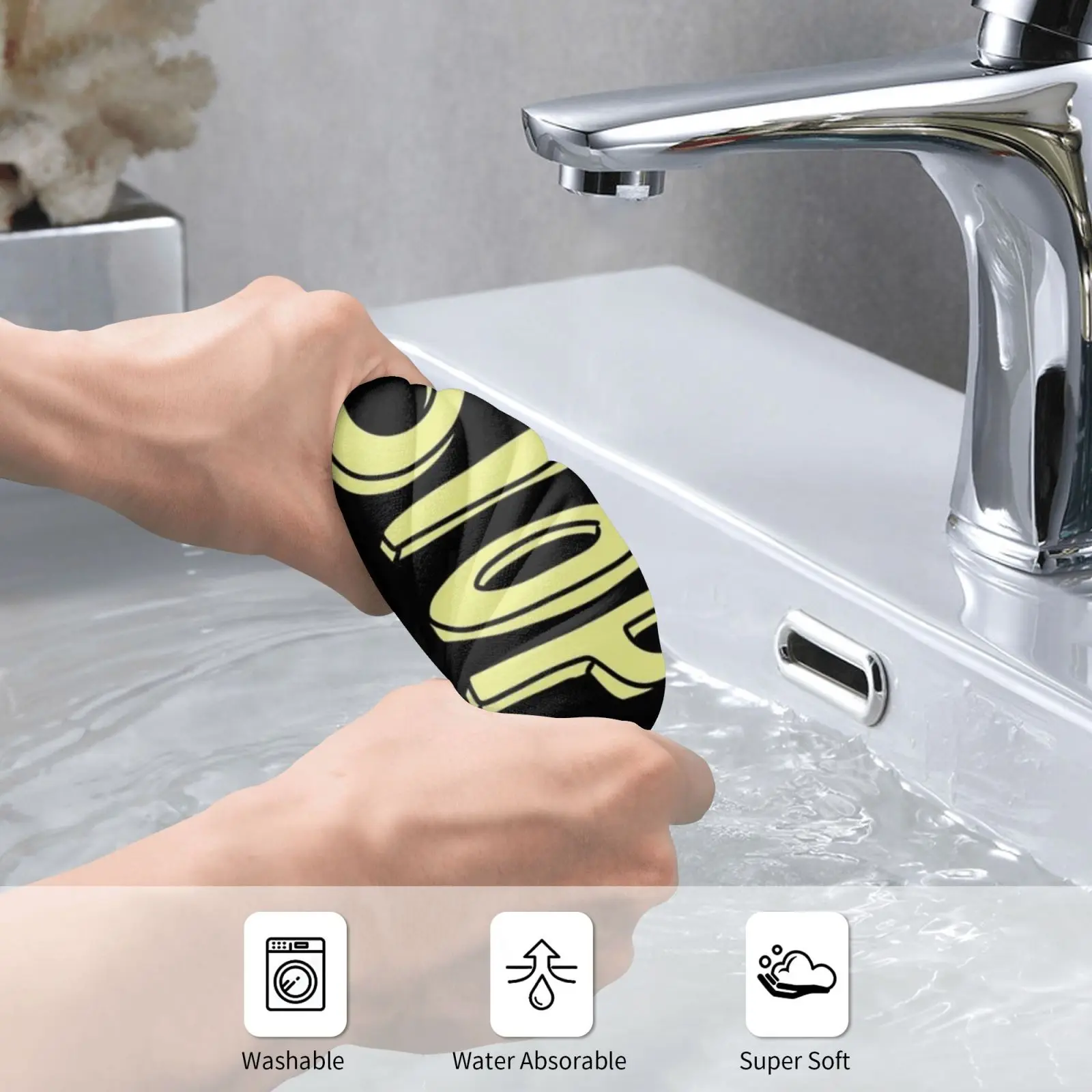 Stop Sign-Minimalist ( Yellow ) Custom Towel Bath Towel Stop Sign Stop Sign Black White Minimalist