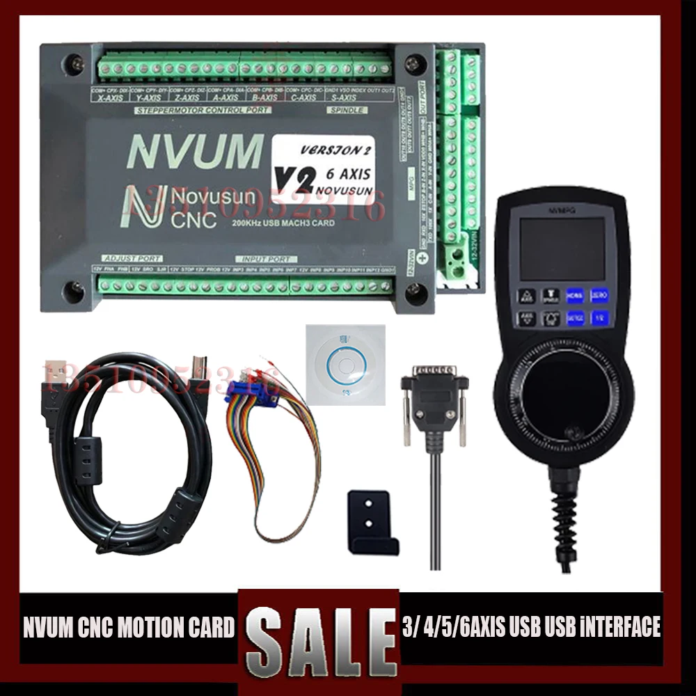 ปรับปรุงใหม่ Mach3-nvum Usb Nvem Ethernet 3-6แกน Cnc Motion ระบบควบคุม + Nvmpg ดิจิตอลจอแสดงผล Handwheel mpg