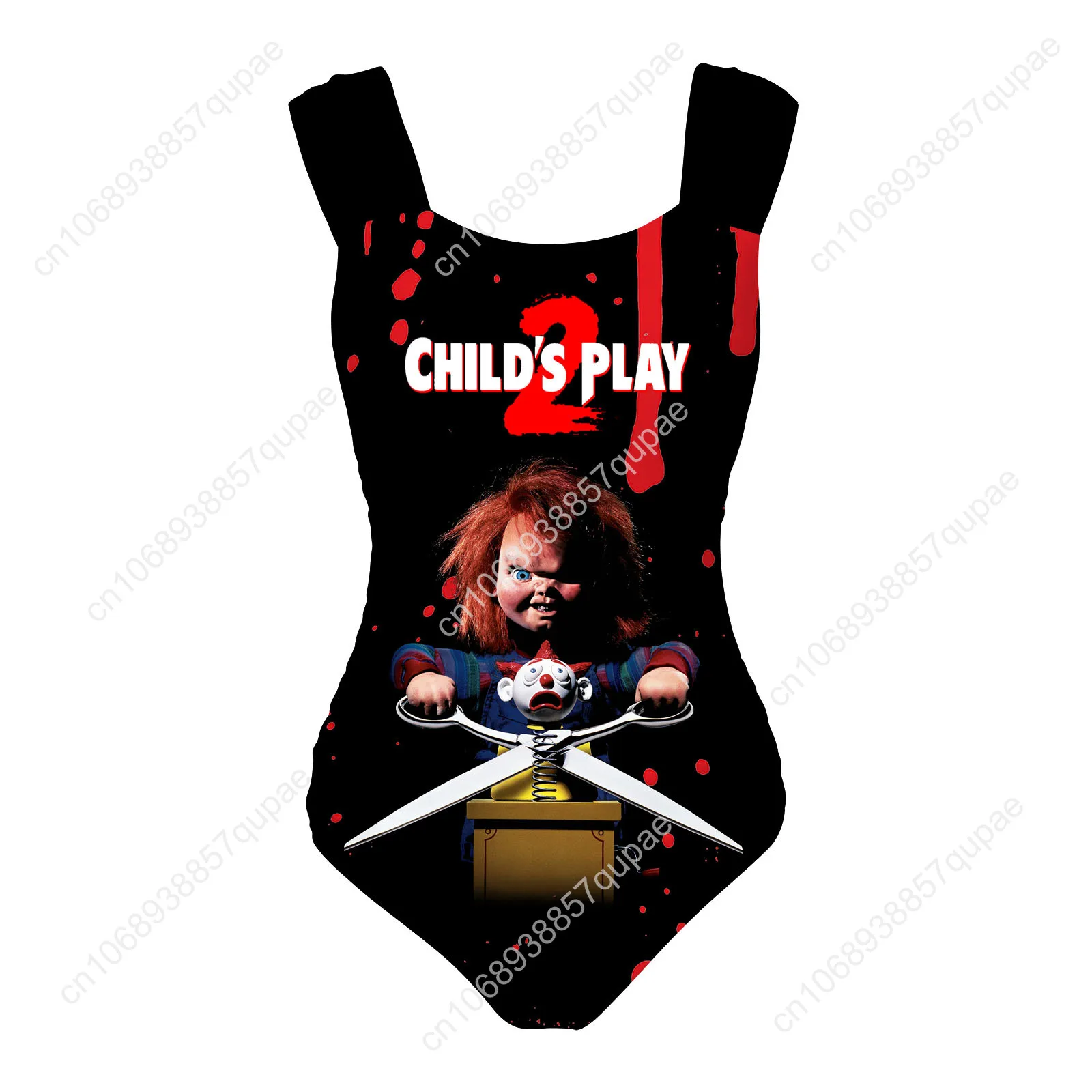 ภาพยนตร์สยองขวัญ Childs Play Chucky Flats One Piece ชุดว่ายน้ําสายรัดกว้างผู้หญิงชุดว่ายน้ําชุดว่ายน้ําชายหาดเซ็กซี่บิกินี่ Beachwear