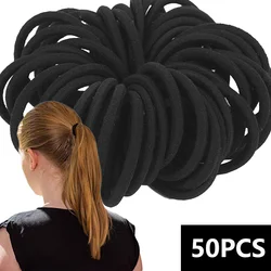 50pcs Women Black Hair Rubber Bands Hair Tie Ropes Elastic Hairband Ponytail Holders Headbands Scrunchies Girls Hair Accessories