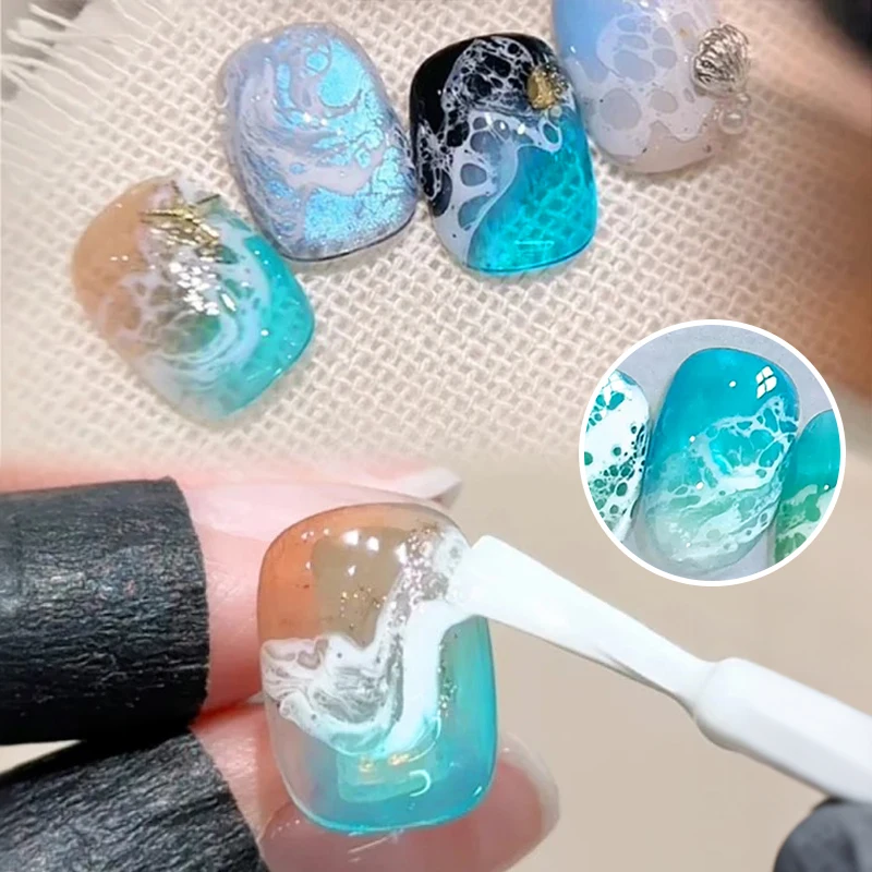 BORN PRETTY 1/2Pcs Ocean Wave Watercolor Liquid Gel Nail Polish Set White Watercolor 3 Seconds Spread Gradient Summer Nails