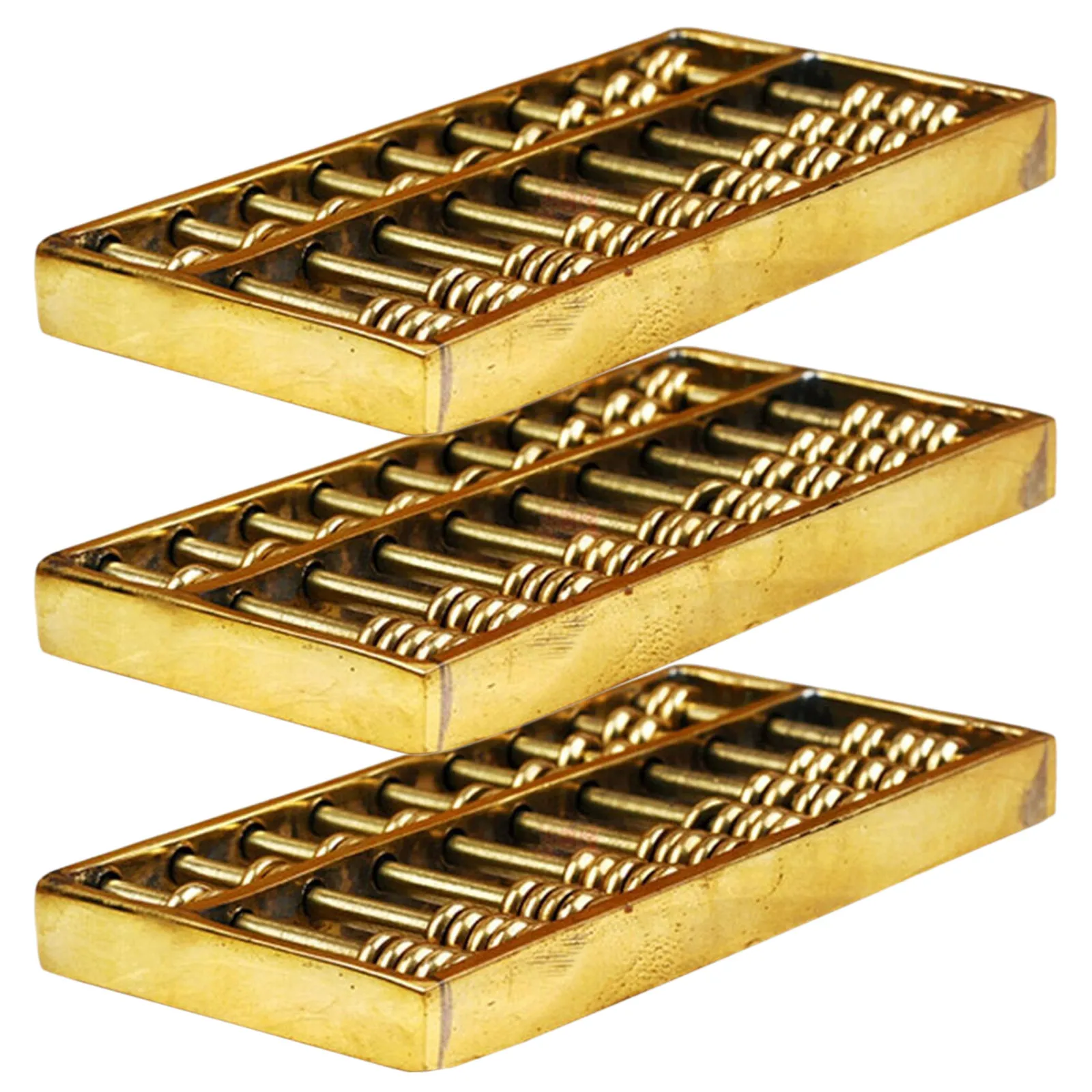 3Pcs Mini Brass Montessori Counting Abacus Set Movable Bead Early Learning Math Tool Chinese Abacus Miniature Ornament