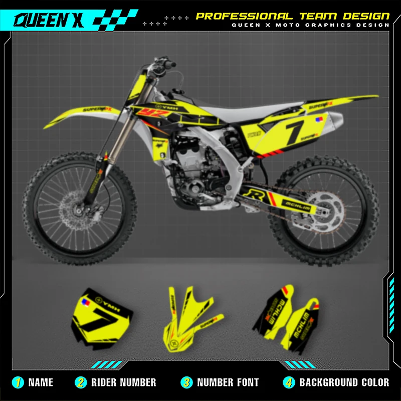 

QUEEN X MOTO Motorcycle Graphics Decals For YAMAHA 2010 2011 2012 2013 YZF250 Motorcycle Decal Stickers 010