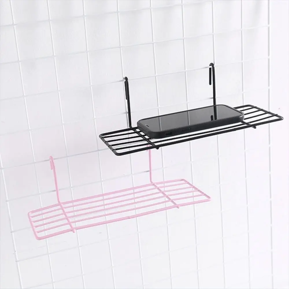 Rectangle Grid Photo Display Rack Space Saving Simple Grid Shelving Storage Holder Hanging Iron Grid Hanging Basket Bathroom