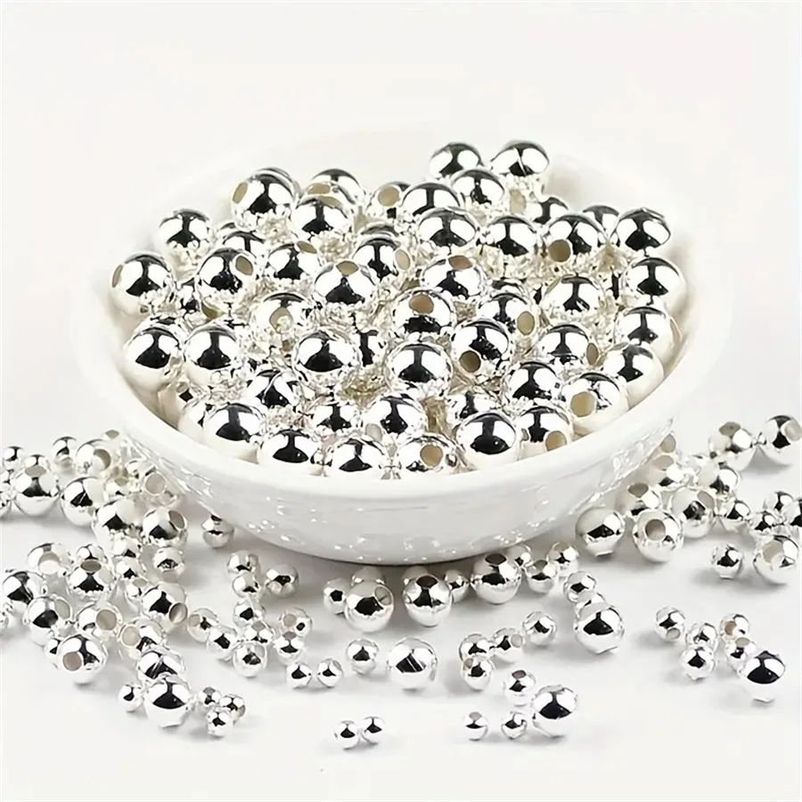 Metal Silver plating Gold Color beads 2 3 4 6 8mm Round Iron ball bracelet Spacer Loose bead for Jewelry making DIY Accessories