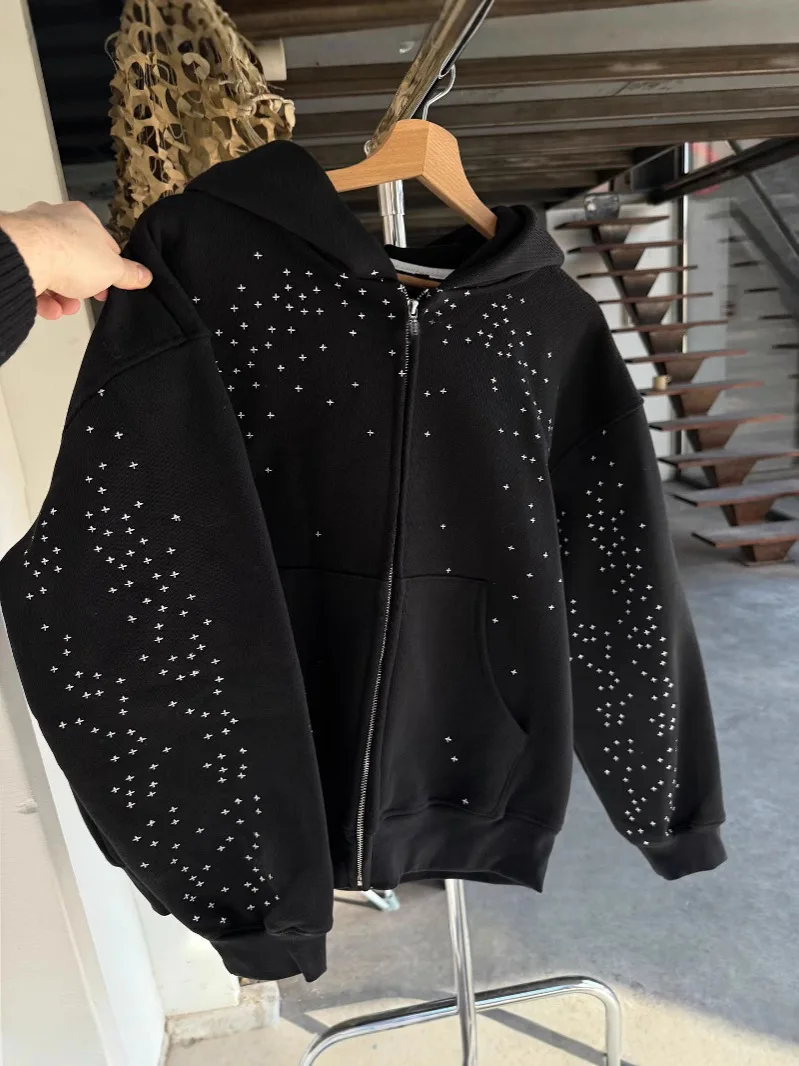 القوط نمط هوديي سستة Y2g نمط شارع العليا المألوف فضفاض تنوعا الخريف والشتاء الدافئة هوديي المرأة INS نمط #1