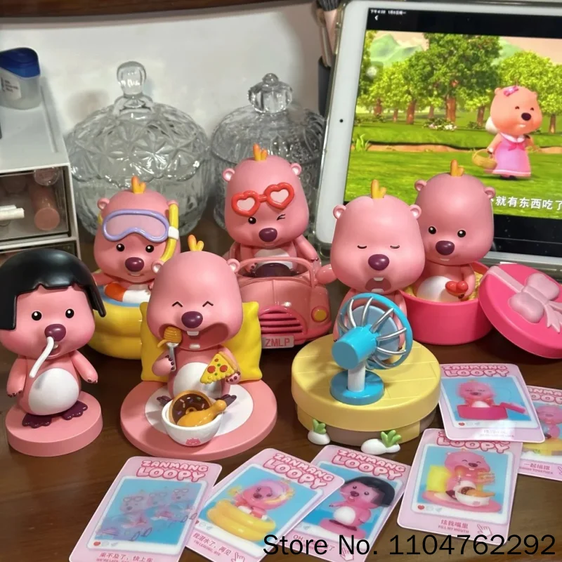 

Cute Pink Loopy Little Beaver Handmade Blind Box Surprise Box Toy Doll Car Cake Pendant Twisted Egg Doll Machine Gift toys