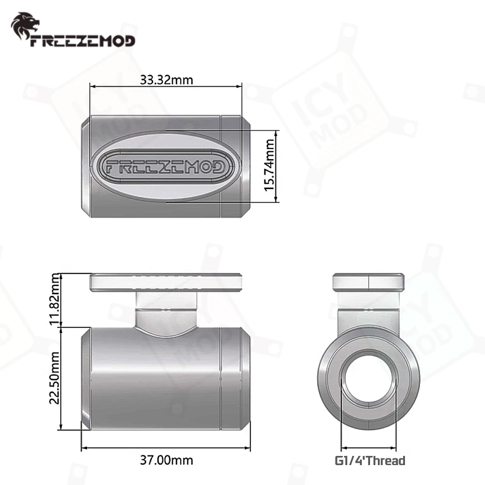 FREEZEMOD Brass Faucet G1/4 Thread Double Internal Thread Water Flow Control Valve Silver/White/Black PC Cooling MOD FM-YGNS