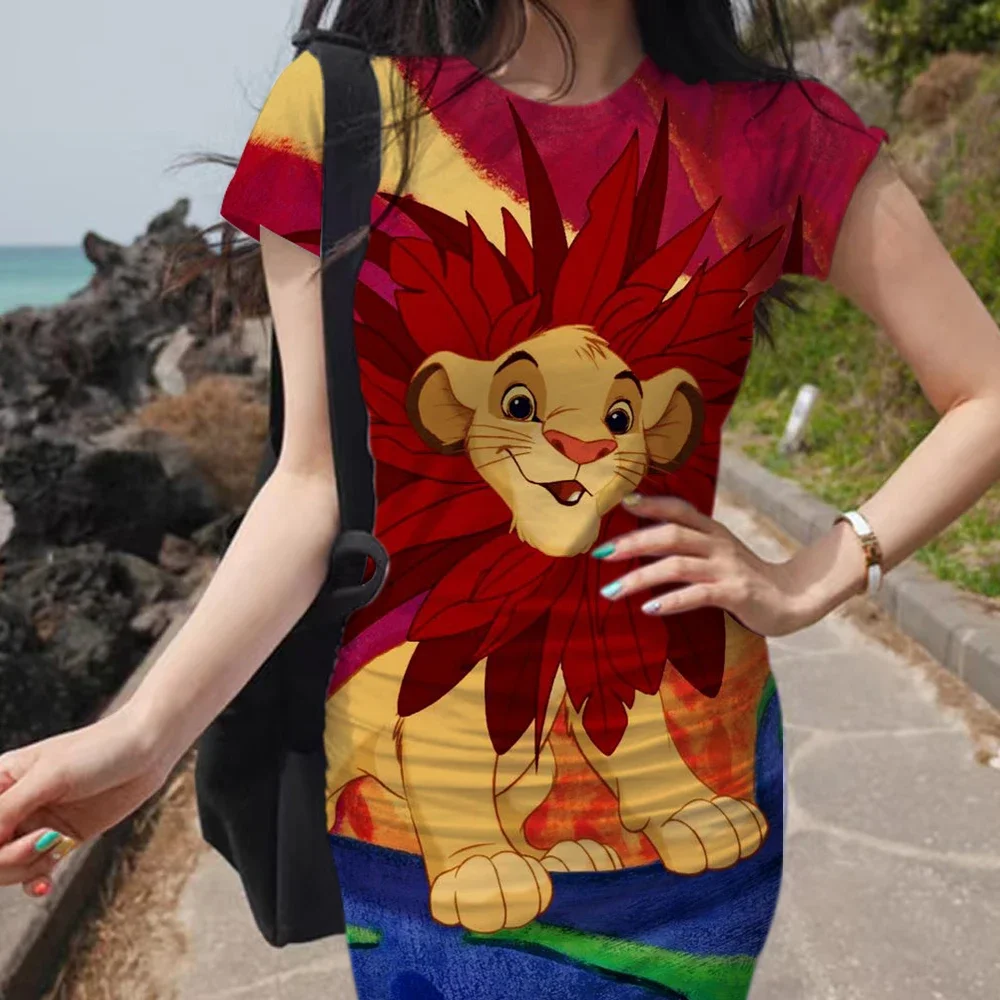 Disney The Lion King New Round Neck Hip Wrap Dress Sexy Winter Party Mini Skirt Retro Tight Sexy Slim Korean Y2K Women Dress