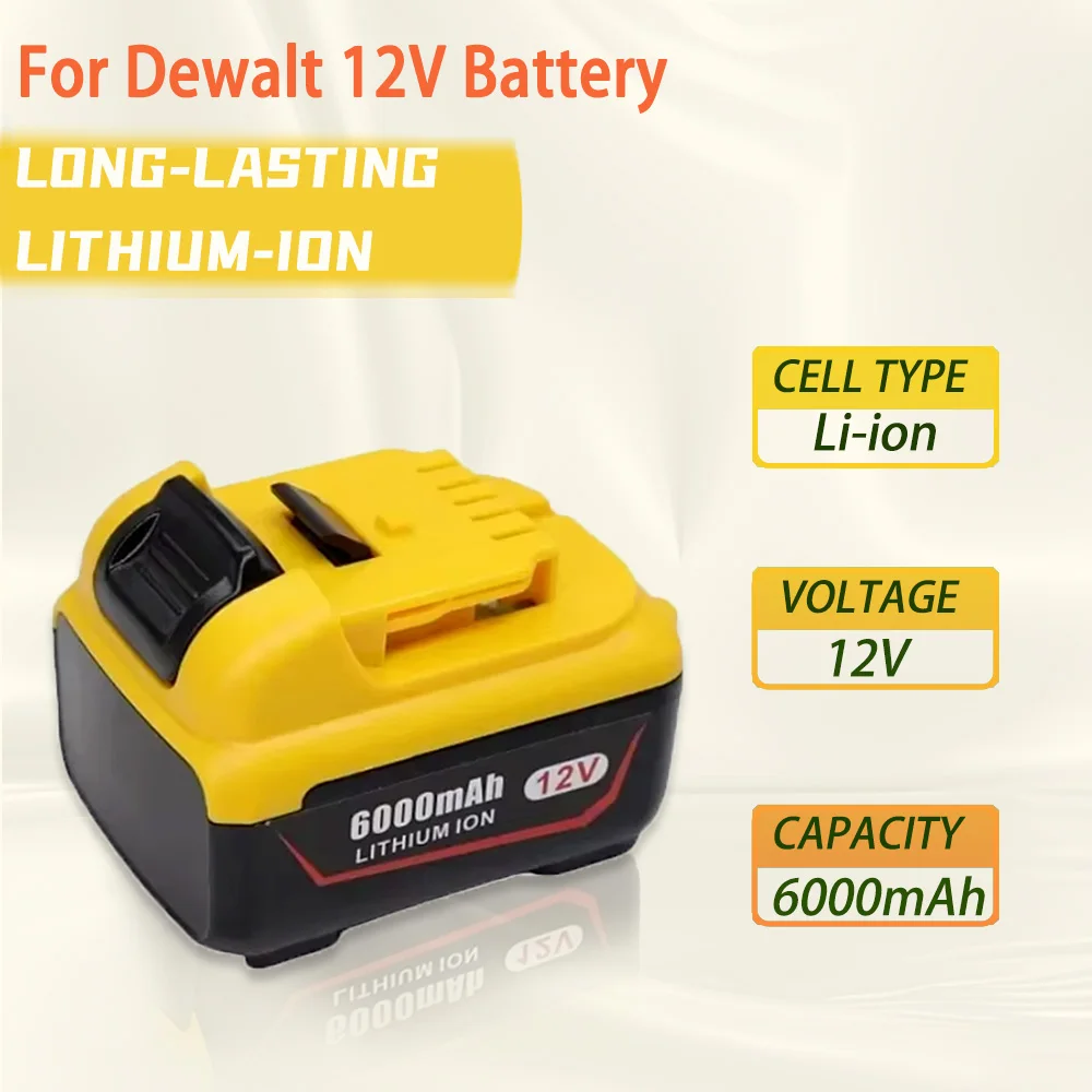 Long life For Dewalt Battery 12V 18650 6000mAh Rechargeable Battery DCB120 DCB127 DCB121 DCB119 Power Tool Battery For Dewalt