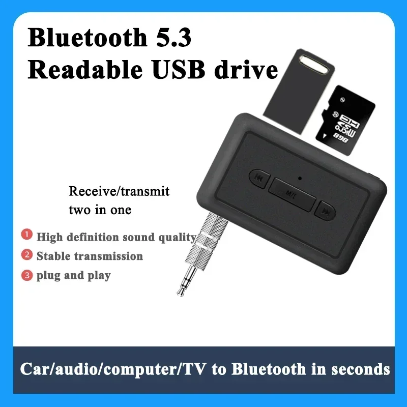 

Bluetooth Audio Receiver Transmitter 3.5 AUX Stereo Wireless Audio Adapter Support disk Card For Car Kit