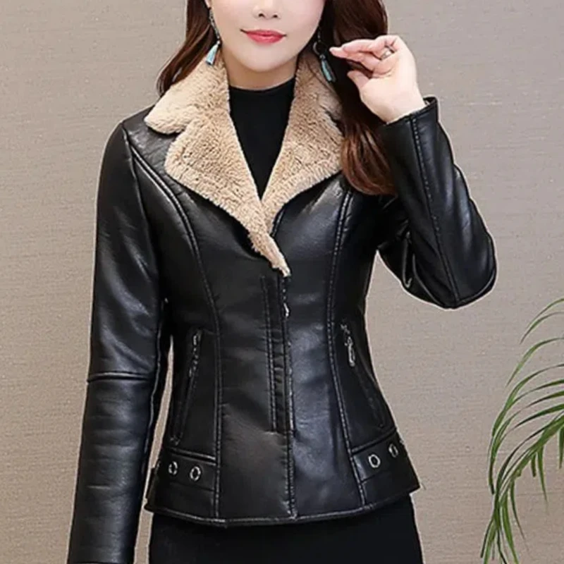 

Осень-зима, новая мода, однотонные бархатные куртки с отложным воротником и длинными рукавами, женская одежда, корейские теплые топы на молнии