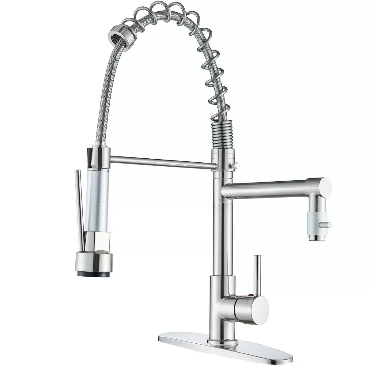 

Brushed Nickel Kitchen Faucet W/Pull Down Sprayer 1 Handle Spring Sink Mixer Tap
