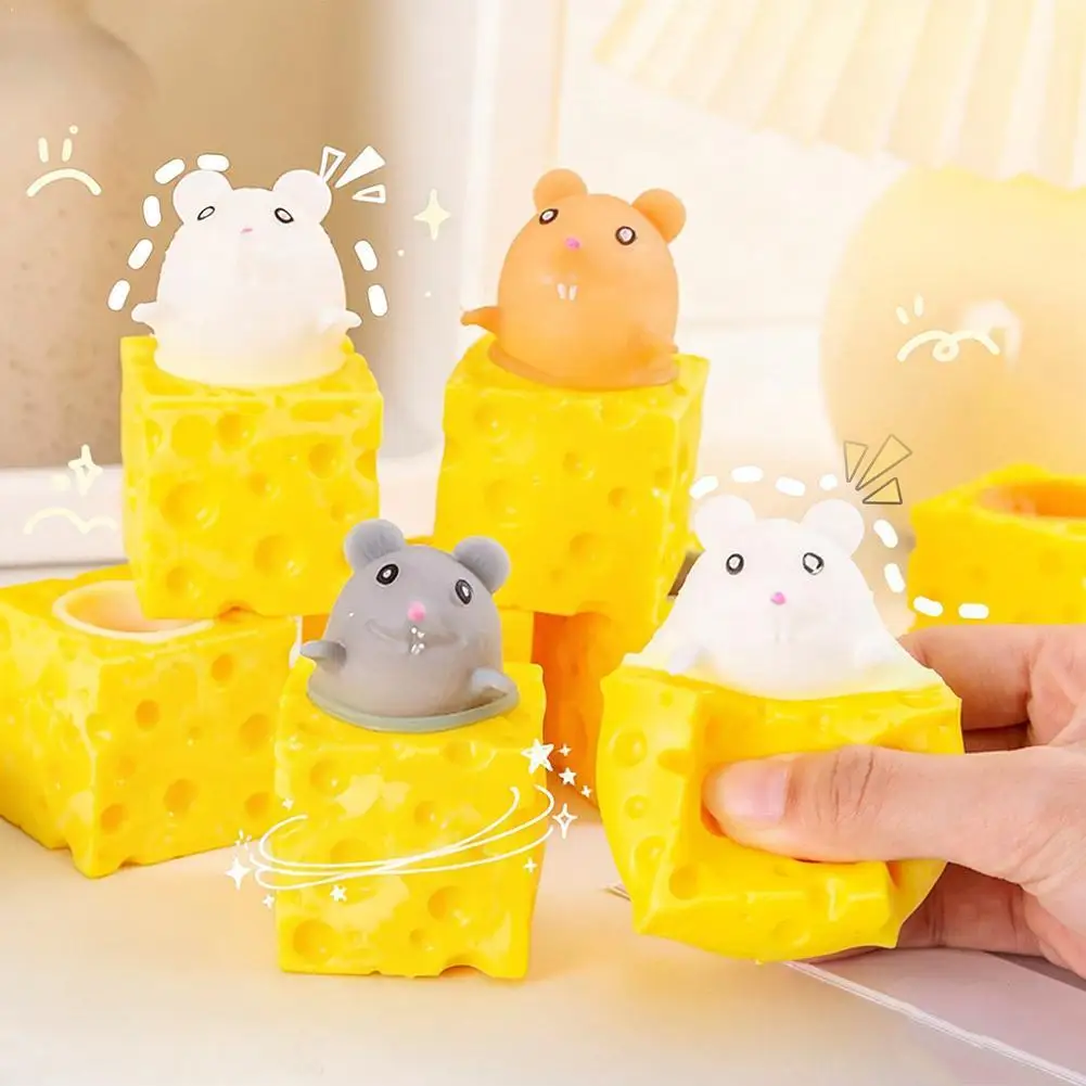 Cheese Mouse Decompression Squeeze Toy Anti Stress Pop Up Fidget Toys for Kids Funny Hidden Mouse Stress Relief Sensory Toy