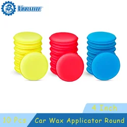 10 PCS Car Wax Applicator Round 4 Inch Red/Yellow/Blue Shaped High Density Foam Sponge Ultra-Soft Car Detailing Tools for Waxing