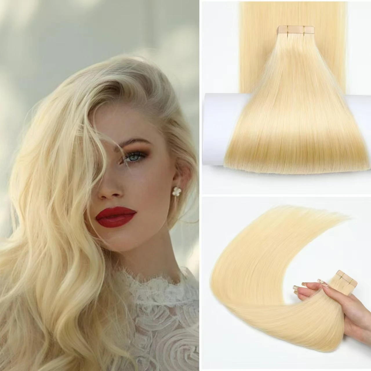 #613 Bot Rechte Tape In Human Hair Extensions Rechte Naadloze Huid Inslag Onzichtbare Remy Human Hair Lijmverlenging