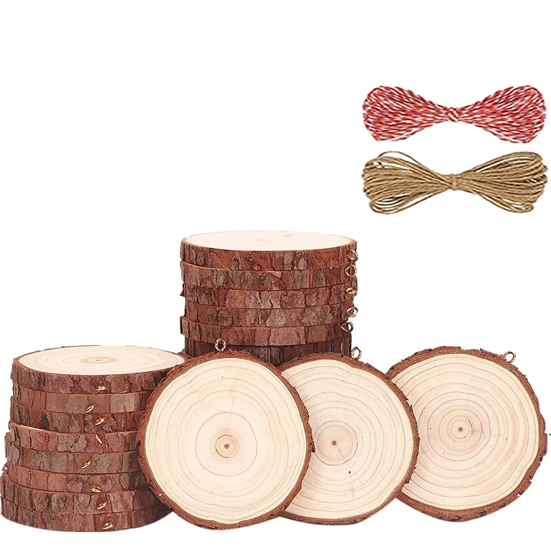 

Natural Wood Slices 25 Pcs 2.75-3.0 Inch Unfinished Wood Crafts Christmas Ornament Wooden Circles For Craft And Arts