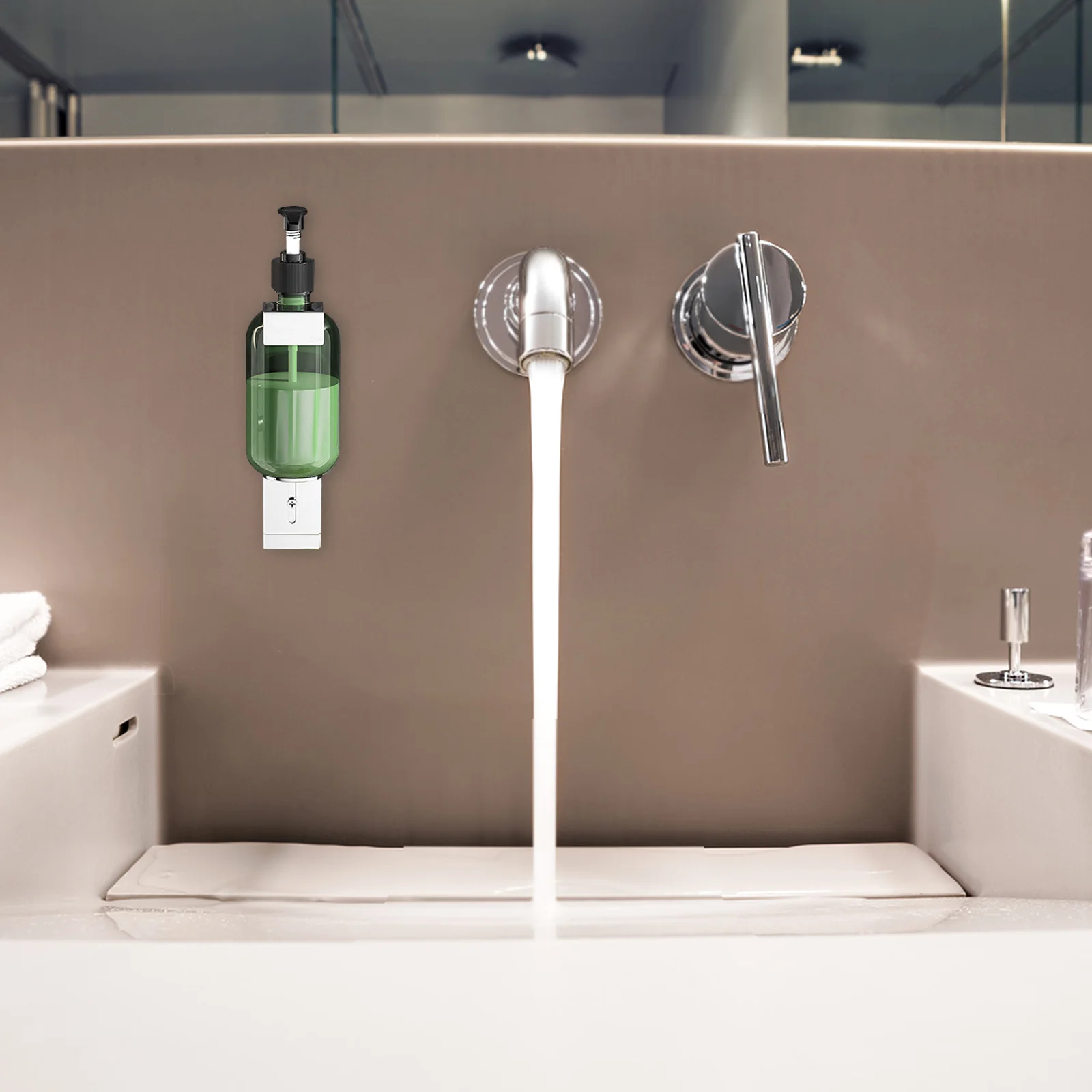 

Wall Mounted Stainless Steel Soap Dispenser Holder No Punch Bathroom Shower Bottle Rack Shampoo Bottle Bracket Organizer