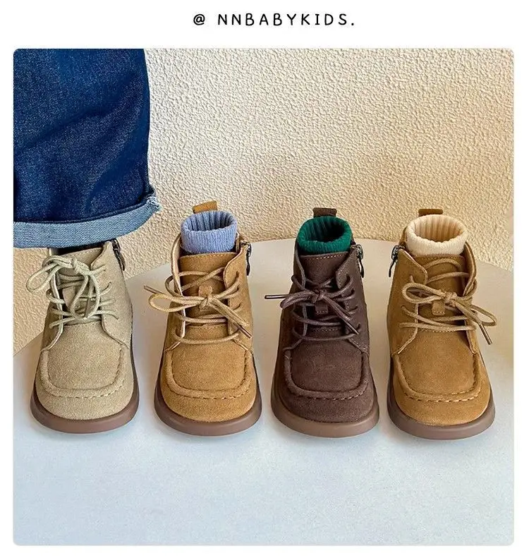 Schuhe für kleine Jungen, modische Kinderstiefeletten, Kinder-Lederschuhe, 1-6 Jahre, Baby-Stiefeletten, Mocha, Nude, braune Kaffee-Stiefeletten – Detail 6