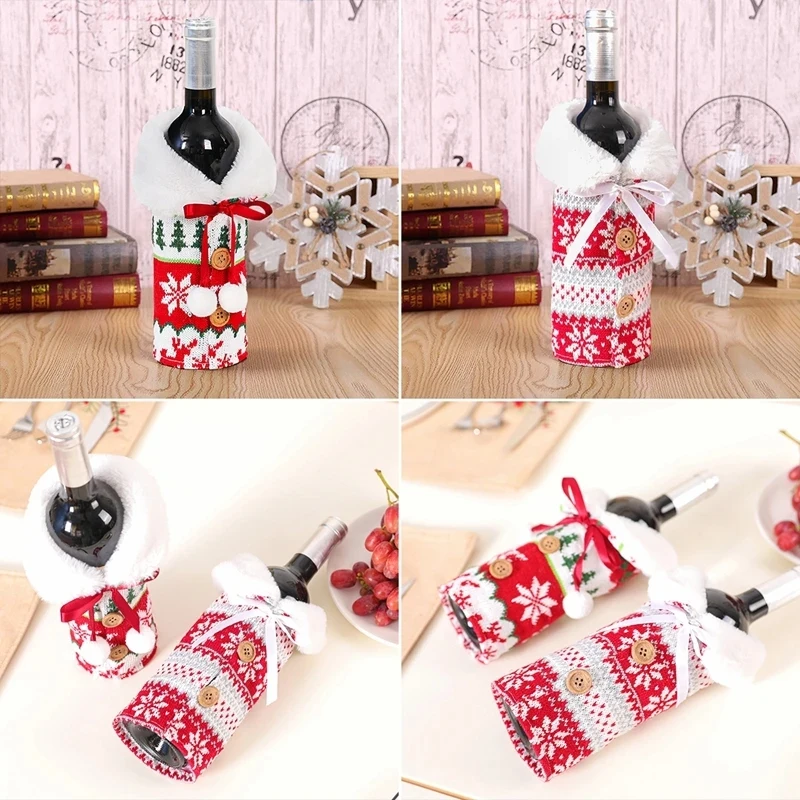 Christmas Wine Bottle Cover Merry Christmas Decorations For Home 2025 Natal Christmas Ornaments Xmas Gifts Happy New Year 2024