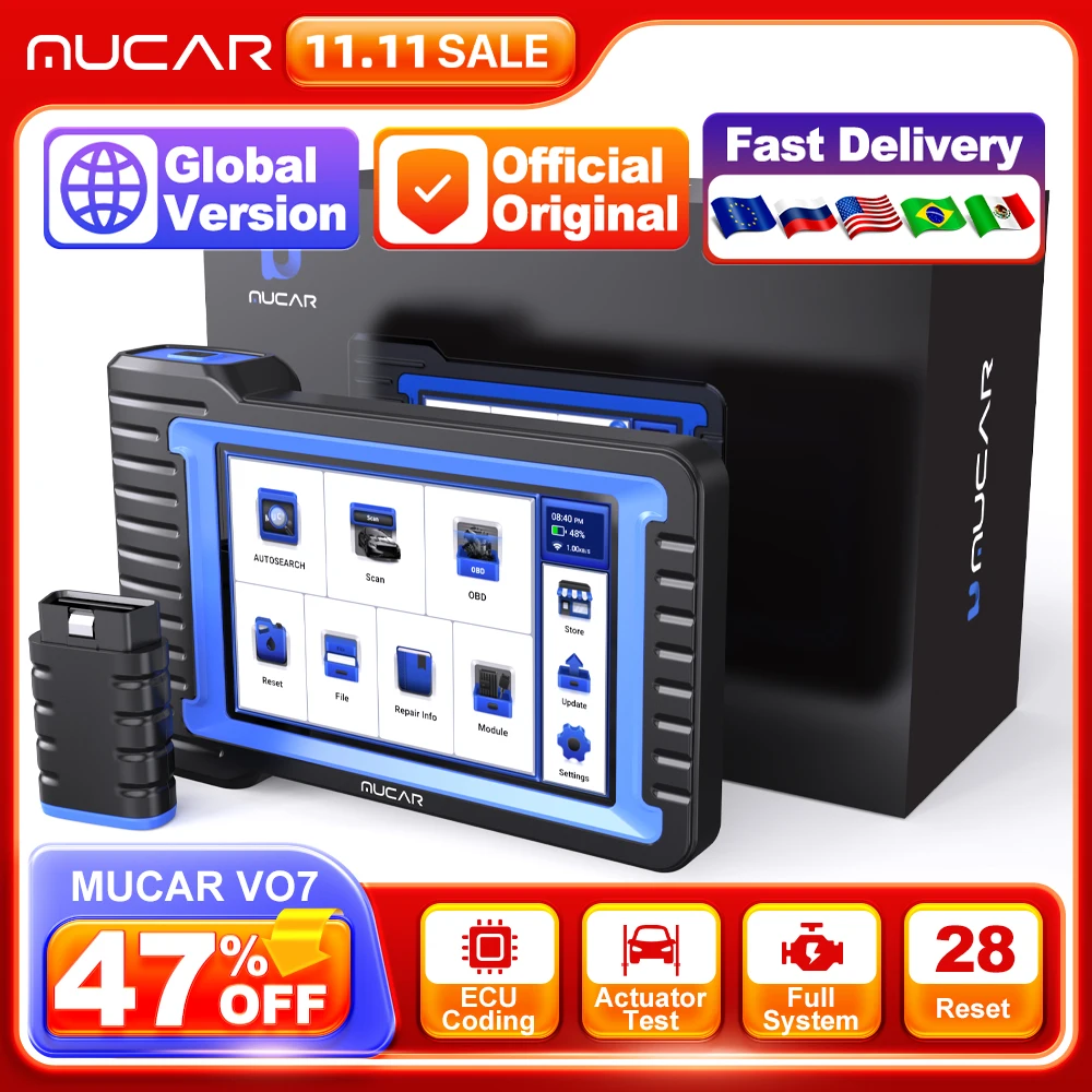 MUCAR VO7 Professional Auto OBD2 Scanner Full System ECU Coding Bidirectional Test Automotive Diagnostic Tools