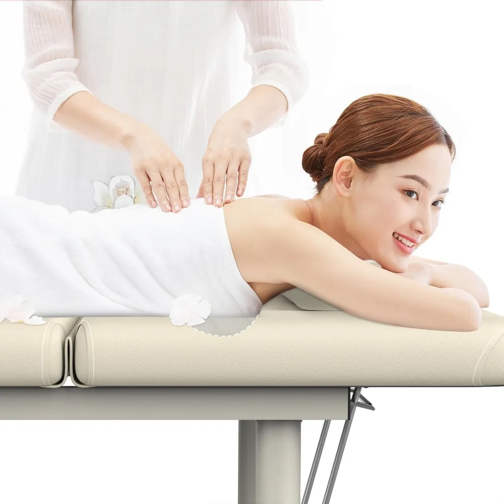 Heavy-Duty Professional Massage Bed Stationary Massage Table with Backrest Adjustable, PU Leather, Spa Physical Therapy Bed