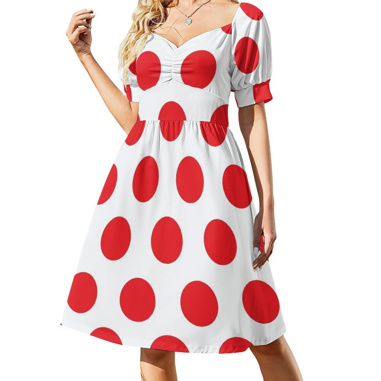 

Polka Dot (KOM Jersey) Short Sleeved Dress Summer skirt party dresses woman evening dress women Dress