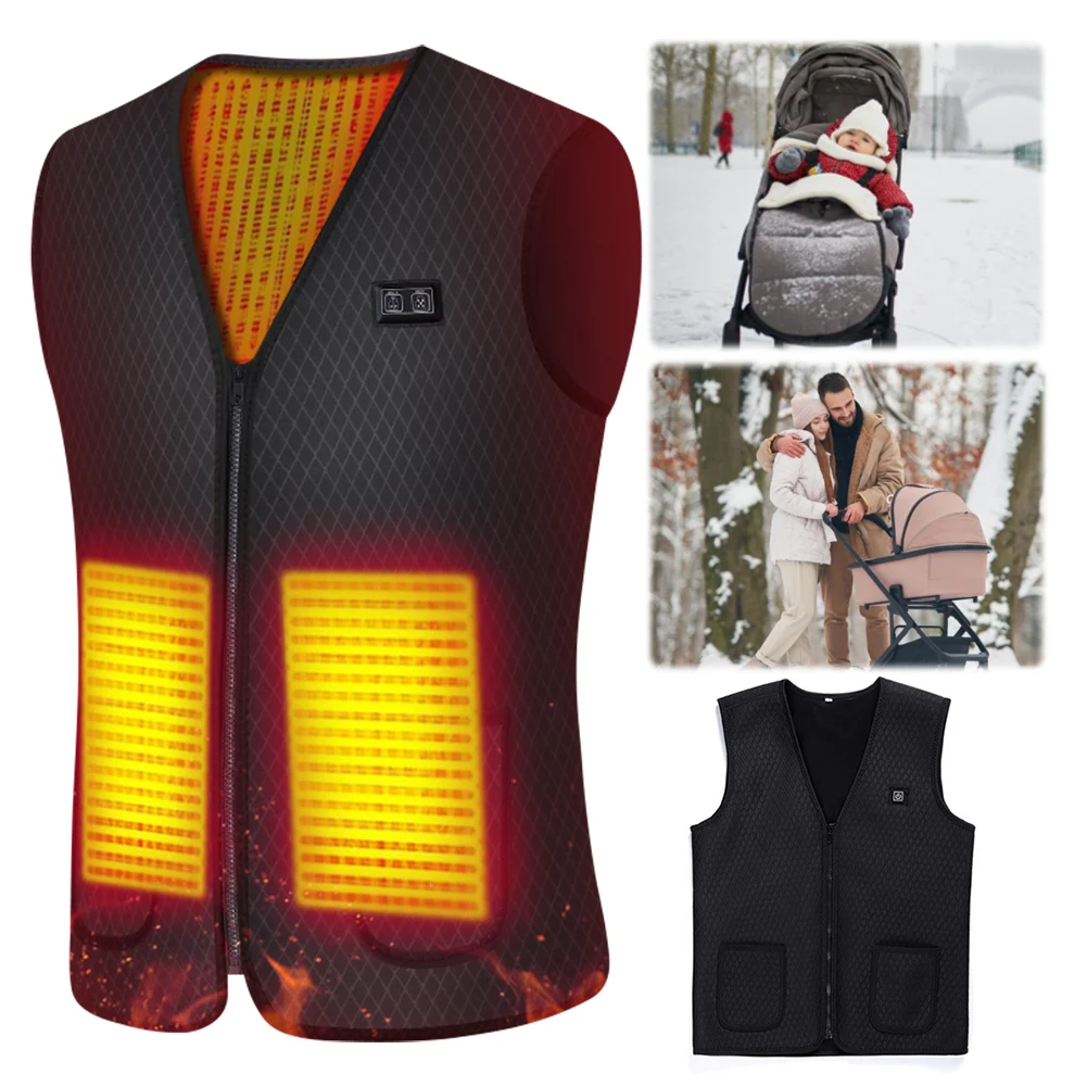 7 Areas Heated Vest Electric Heating Vest Thermal Heated Waistcoat Washable Electric Heating Gilet for Camping Fishing Skiing