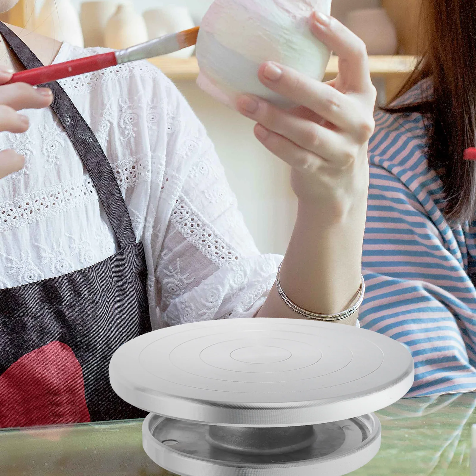 

20CM Aluminum Alloy Pottery Wheel, DIY Pottery Turntable, Double-Sided Clay Tools, Cake Turntable, Sculpture Ceramics Cake Stand