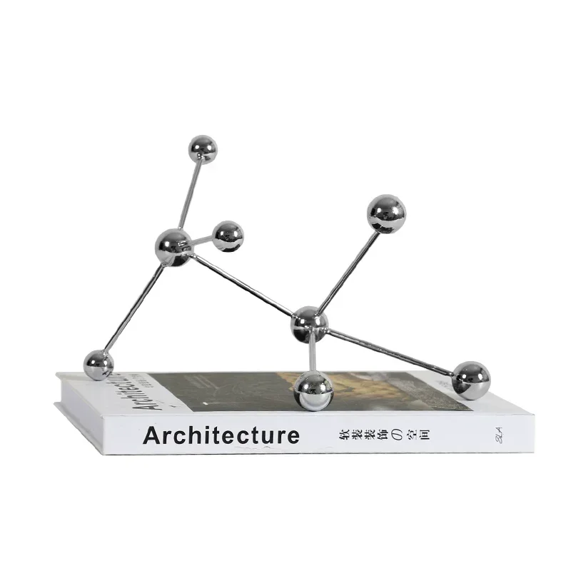 Electroplating Metal Molecular Geometry Statue Crafts Study Bookshelf Sculpture Decoration Home Livingroom Figurines Ornaments