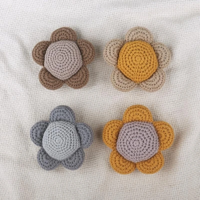 Brinquedo bonito flor crochê recheado tricô flor boneca apaziguar brinquedo para bebês 15UB
