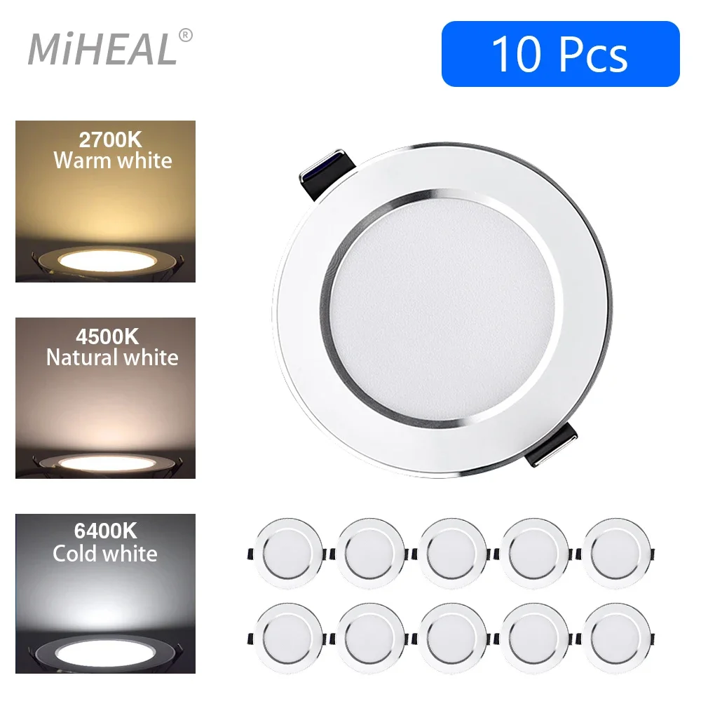 10pcs Led Downlight 220v Ceiling light 5W 9W 12W 15W Recessed Down light Round Led Panel Light Spotlight Indoor Lamp LED