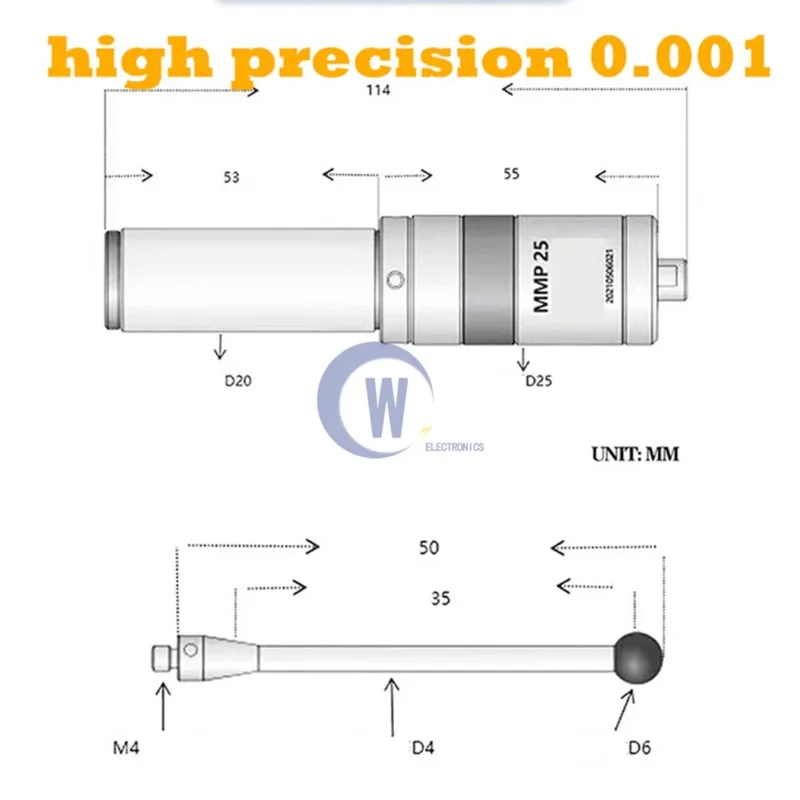 Newly 3D light edge finder CNC machining center sub-center rod detection sensor glowing sound high precision 0.001mm MMP25