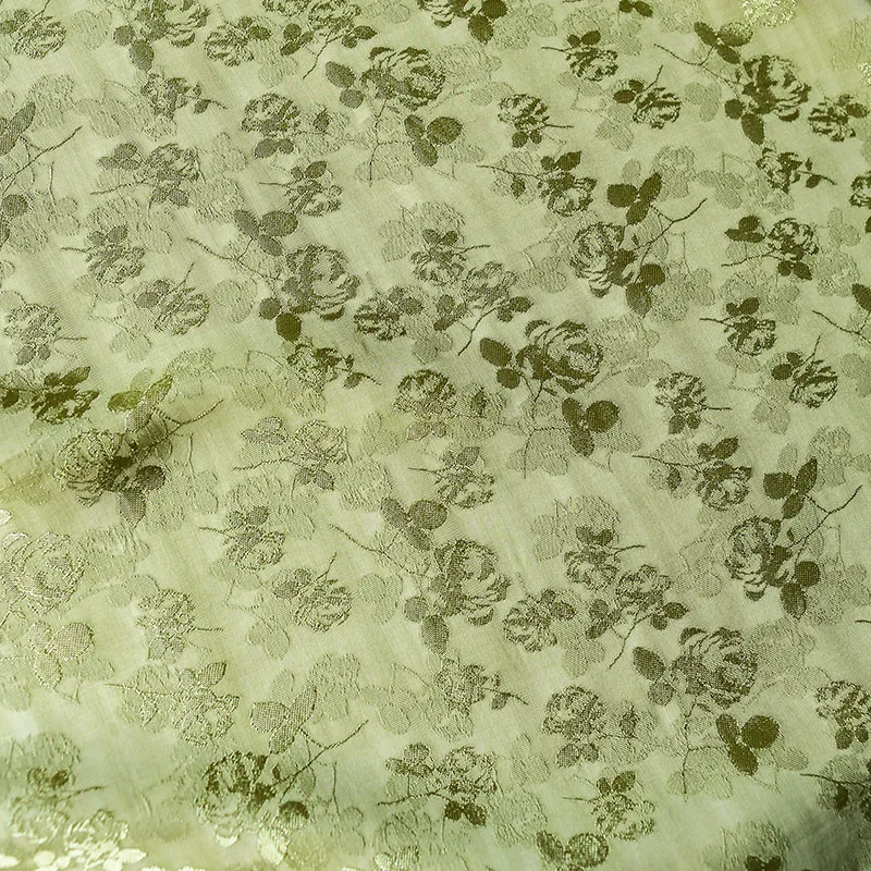 

Вискоза, хлопок, жаккардовый горох, зеленая роза, платье Ципао, летняя легкая блузка, комплект, мягкая дышащая модная ткань в стиле ретро