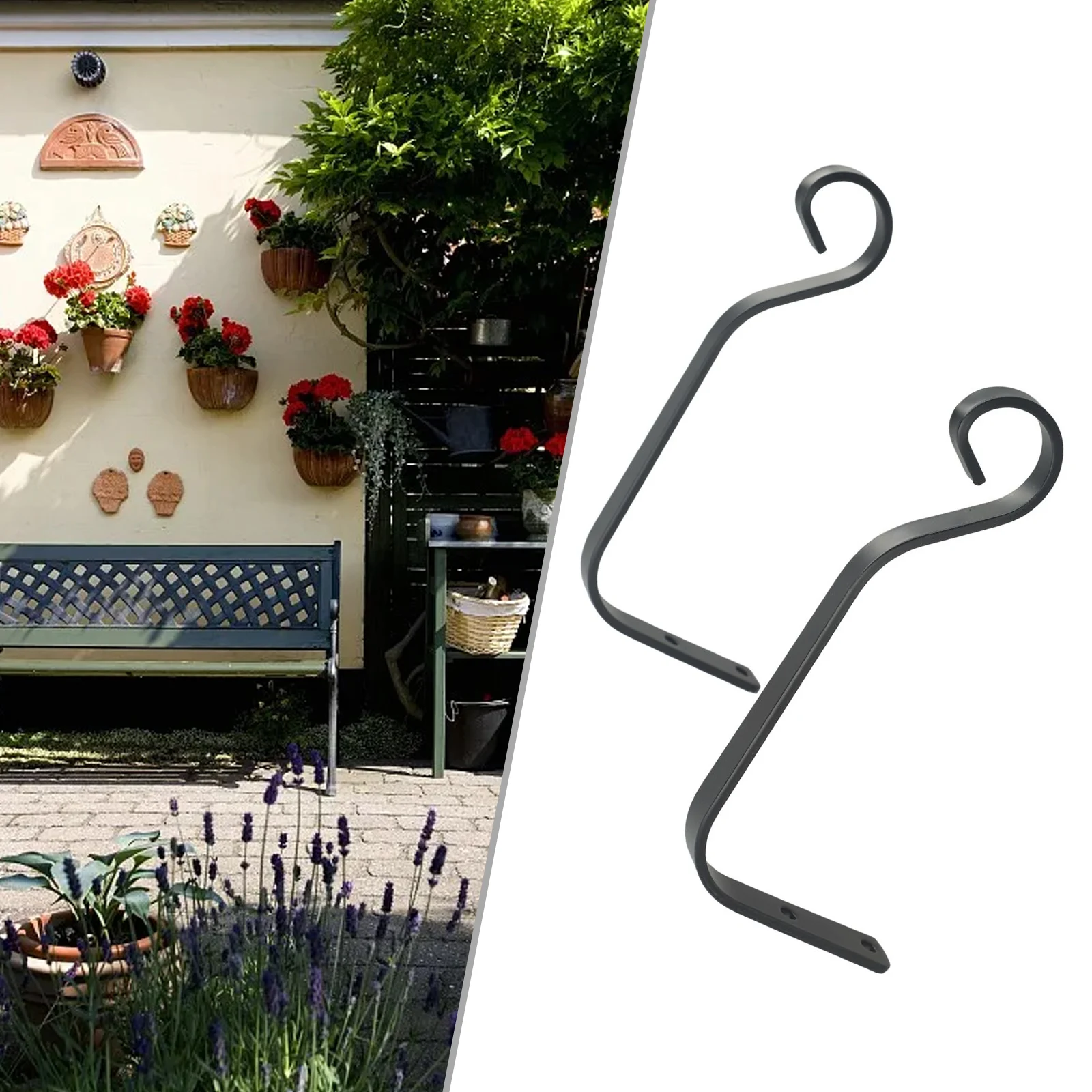 1/2PCS Flower Pot Hook Metal Hanging Basket Brackets Garden Plant Hanger Hook Wall Garden Decor 185*84mm For Hanging Lanterns