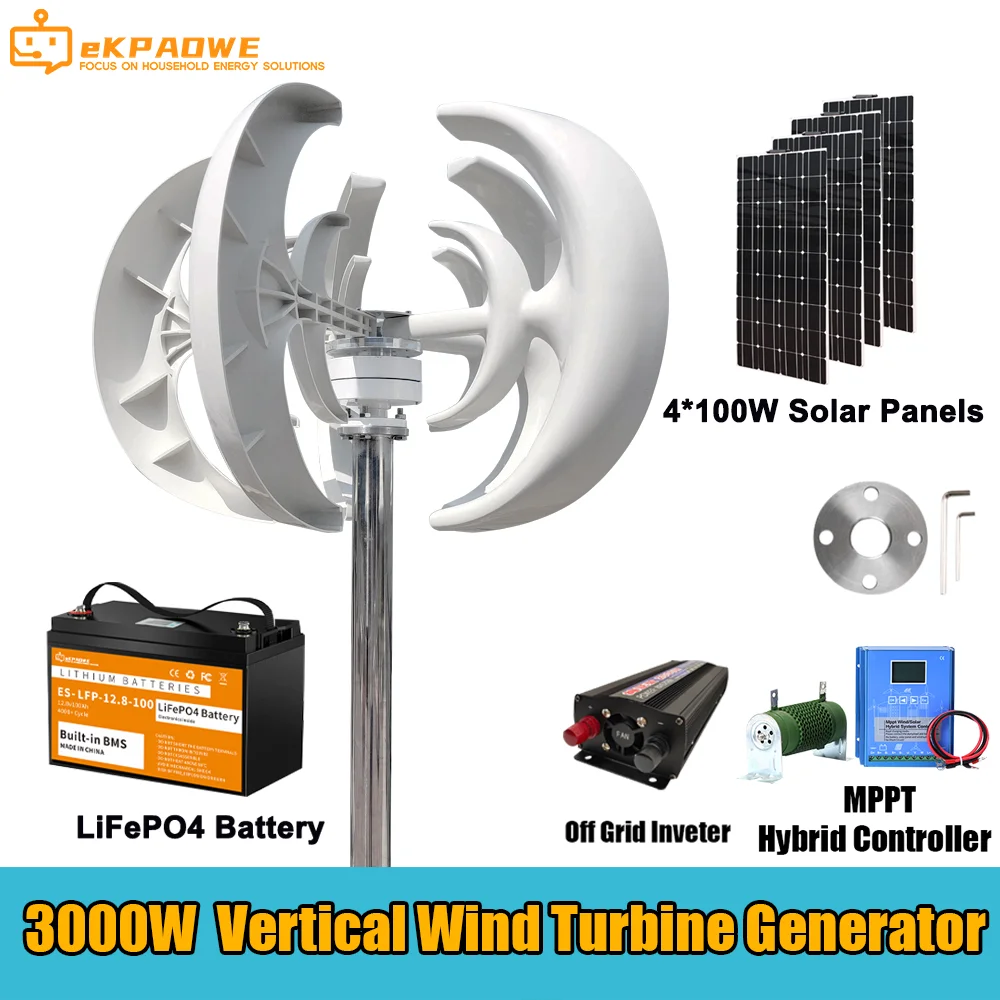 폴란드 수직 풍력 터빈, MPPT 컨트롤러 포함, 가정용 저소음 풍차 풍력 터빈, 3000W, 24V, 48V, 3KW, 빠른 배송 