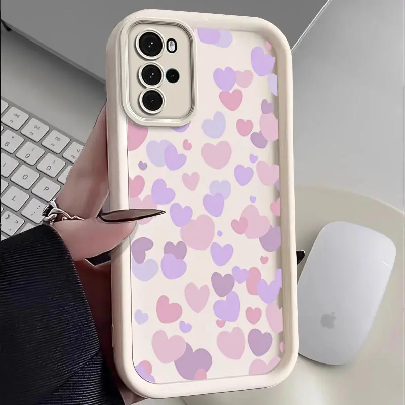 G22 Pinkish Purple Heart New Sky Eye Phone Case For Motorola Moto G22 Shatterproof Camera Protection Moto G22 Soft Back Cover