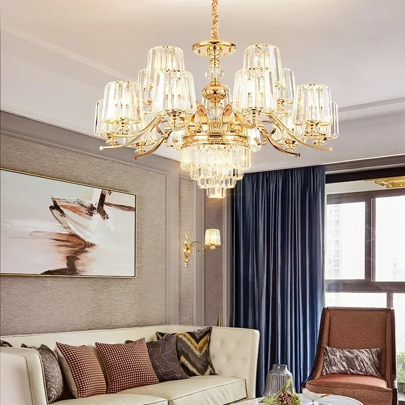 Modern Crystal Chandelier Lamp Ceiling Lustres De Cristal Lamps Living Dining Room Hanging Pendant Home Lighting Restaurant