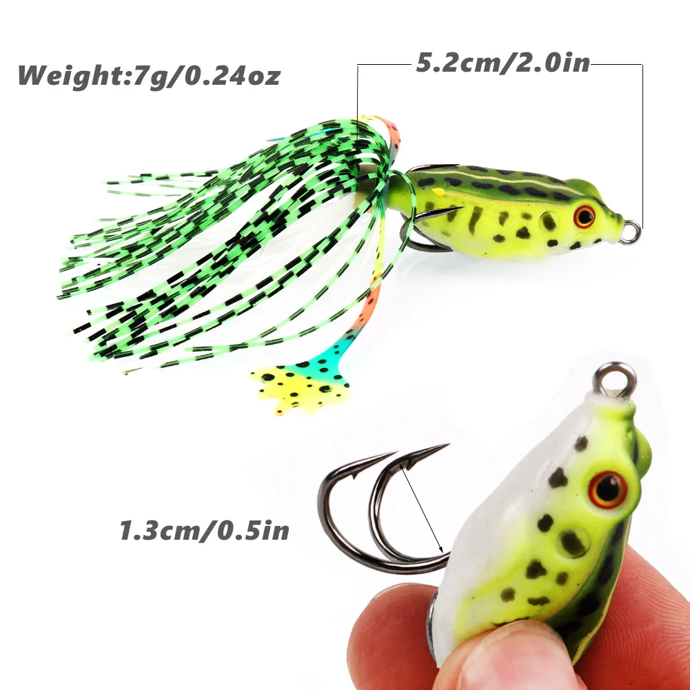 Sougayilang Frog Soft Bait Silicone Fishing Lure Double Propeller 5.2cm/7g Artificial Crankbait Wobbler Bait fishing tackle